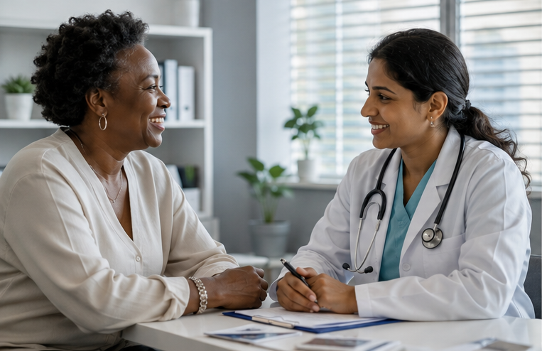 Case manager reviewing treatment plan with a patient